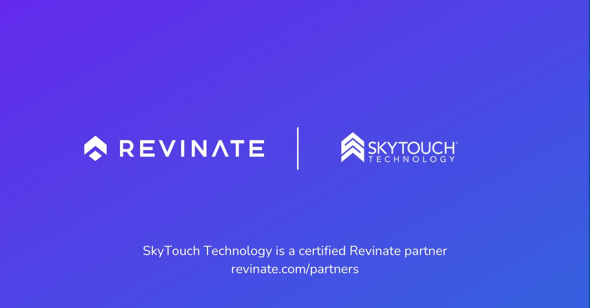 This is a certified partner composite logo showing Revinate and SkyTouch Hotel OS logos.