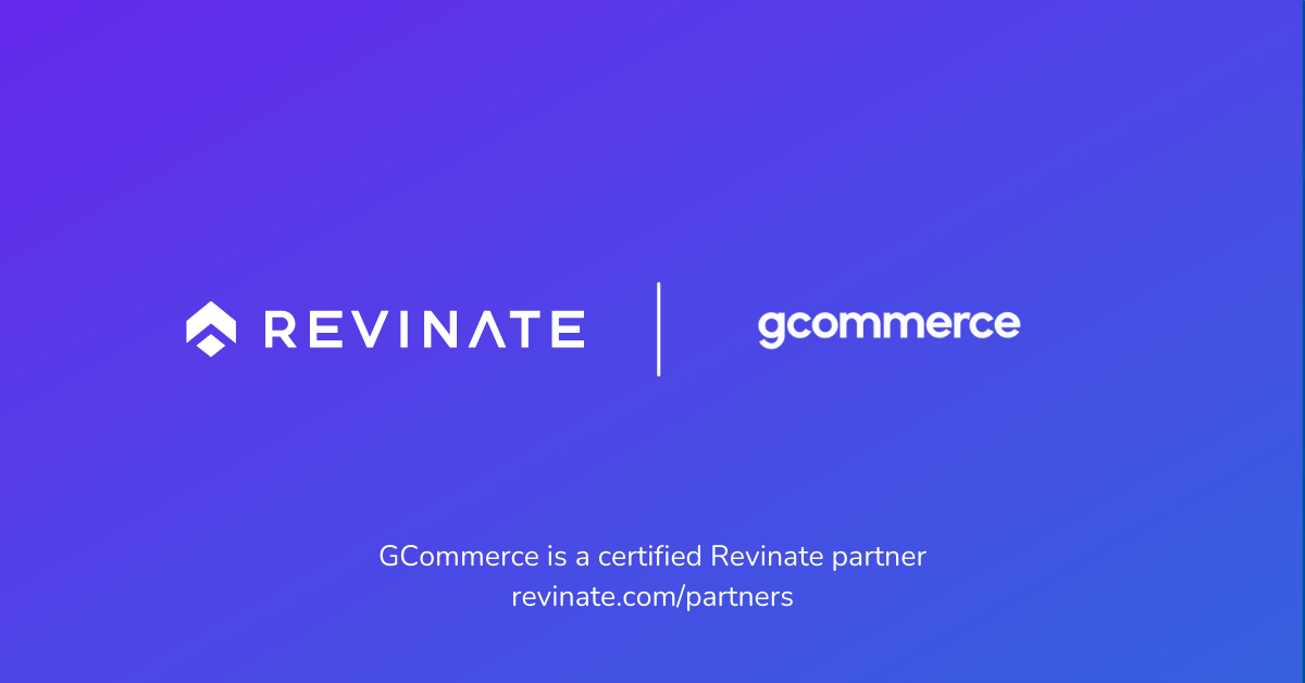 This is a certified partner composite logo showing Revinate and GCommerce logos.