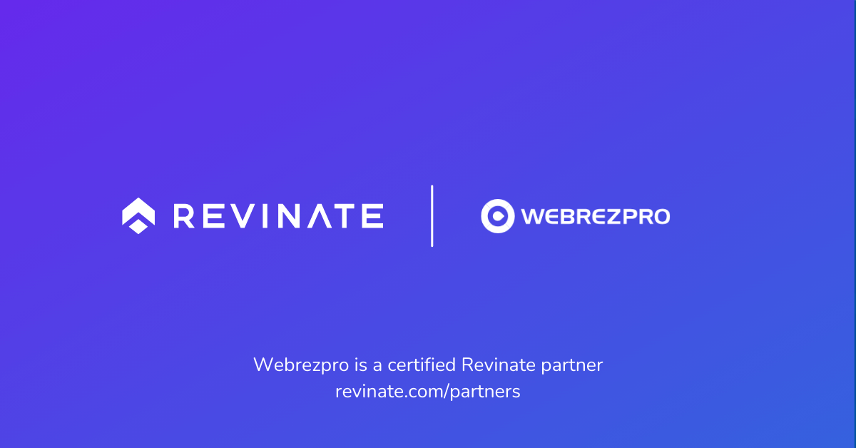 This is a certified partner composite logo showing Revinate and WebRezPro logos.